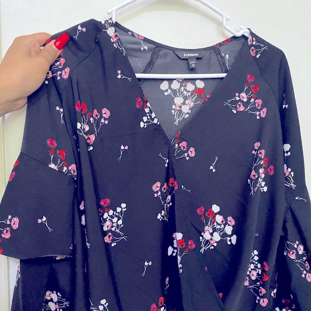 Black floral blouse